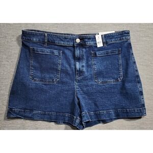 LOFT Outlet Palmer Shorts Womens 18 Blue Denim High Rise Patch Pocket NWT